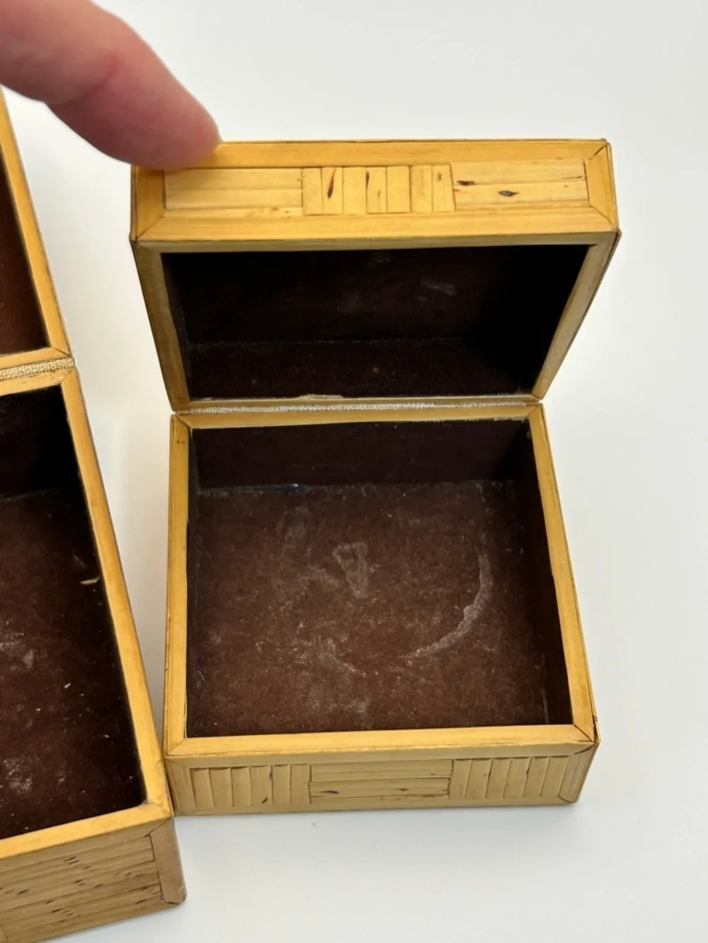 Vintage Bamboo Butterfly Inlay Trinket Box Set of 2 Keepsakes Philippines